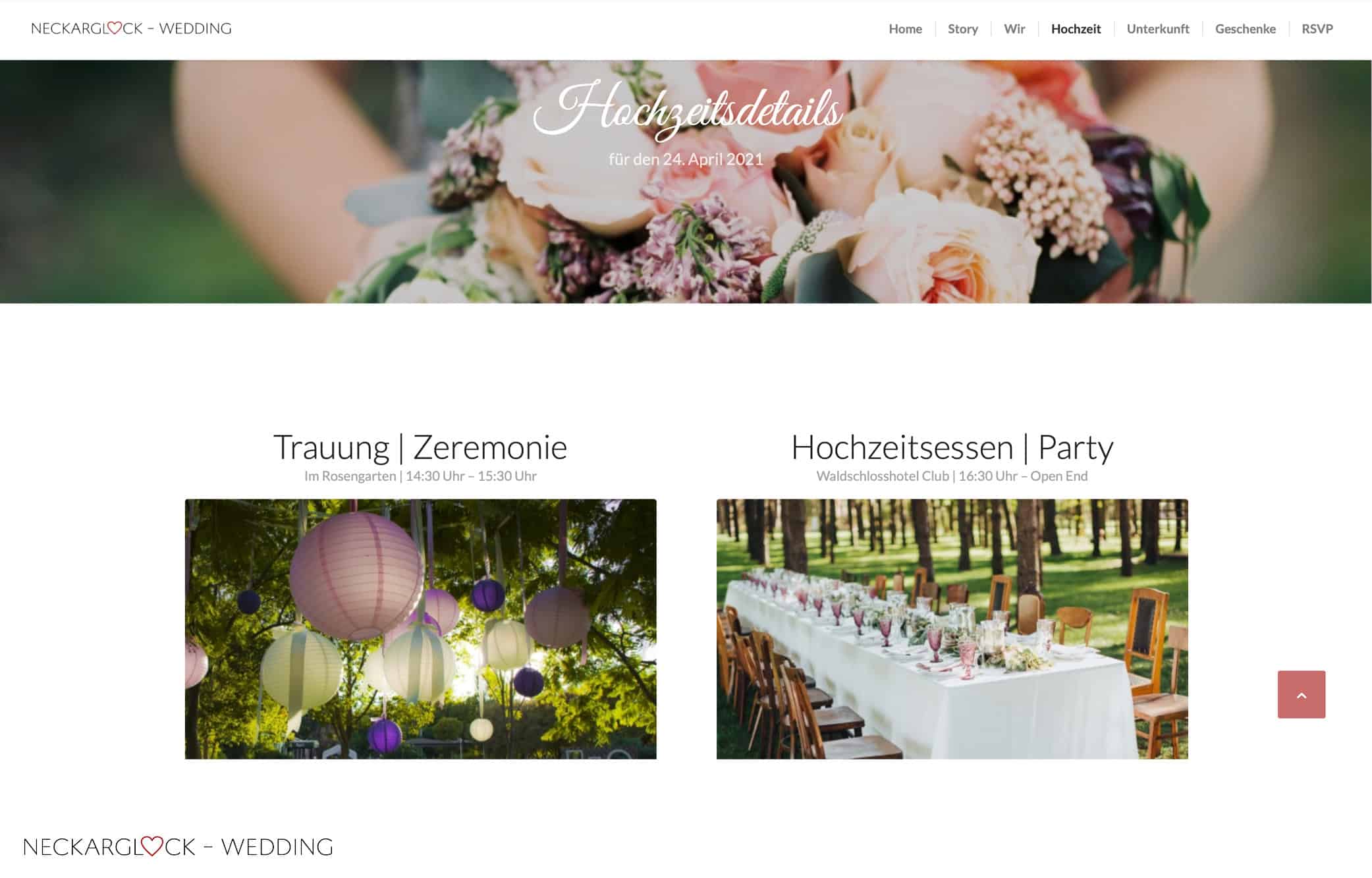 Impressionen Wedding-Website